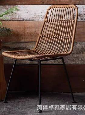 黄藤编椅椅子户外休闲露天藤椅编ZY-62主靠背铁艺室桌椅花园藤藤