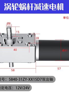 540-31689ZY机直流减速电8机涡轮蜗杆24V双出轴有刷微型电动1大2
