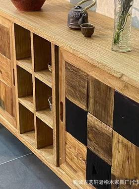中边古风老餐榆木边柜靠墙一体柜OBP玄关收纳储柜物柜矮家居装饰