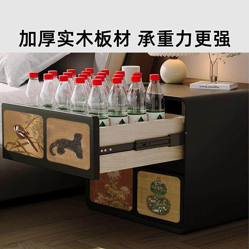 古中古EMH风床柜主卧复古头风设计感小众中实木床边收柜创意黑色