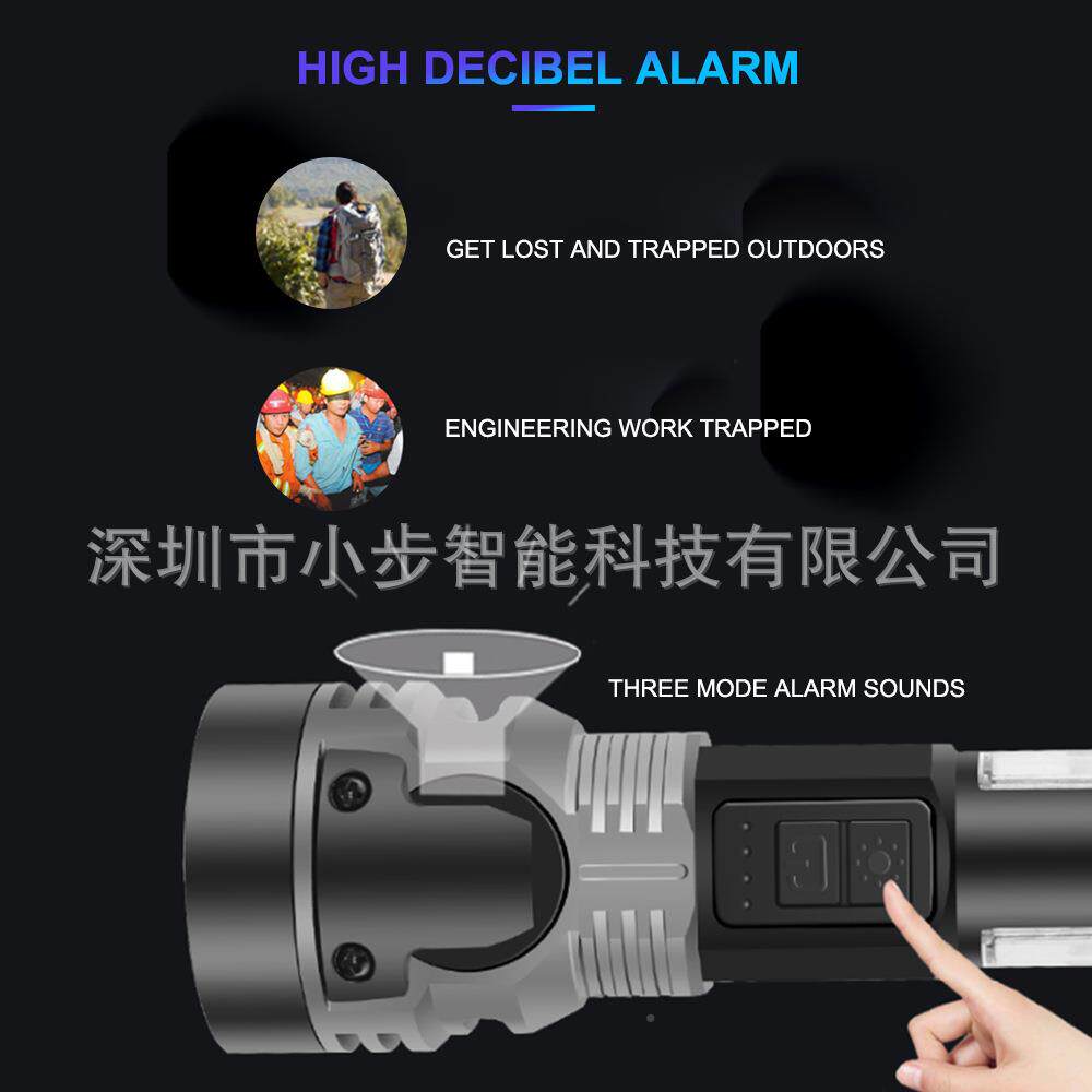 20ERZ25新品照明手电PG带灯珠LED红蓝光警报电筒磁铁X安全锤厂筒