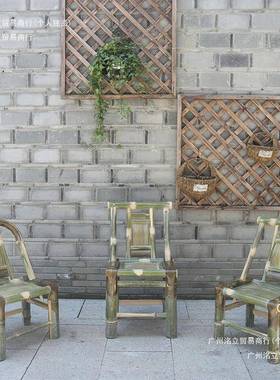 竹椅椅统子靠背椅复古椅手工式竹子老子编68732织竹椅家用休闲传