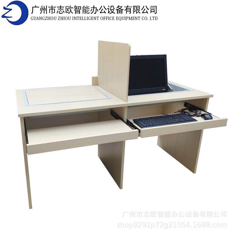 志欧翻转电脑桌嵌入式翻转器手动翻转器电教室单人双人学生培训桌