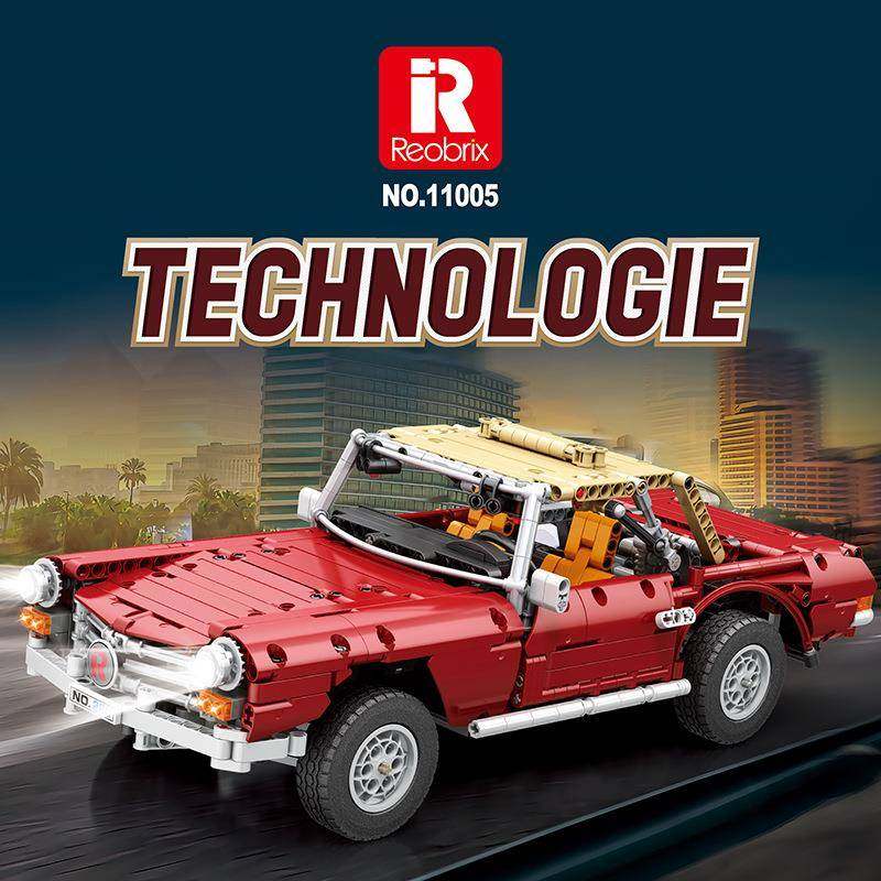 Reobrix科技Vintage280SL遥控拼装积木跑车模型男孩益智玩具