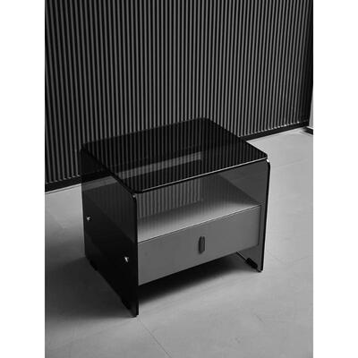 BER2303意式极简床头柜钢化玻璃设创意计师实木烤漆柜子现代简约