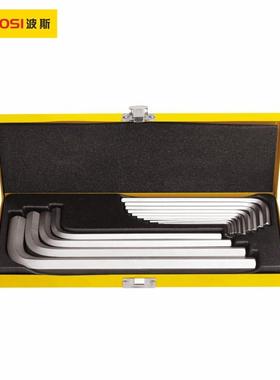 波斯工具S2钢14件套加长平头内六角扳手组套1.5-17mmBS426014