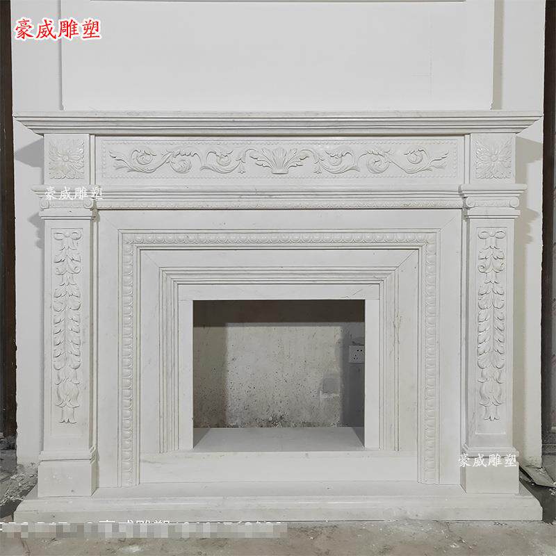 大理石欧式壁炉架简约美式石雕壁炉客厅壁炉装饰柜摆件石材壁炉