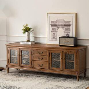 美式轻奢实木电视柜茶几组合现代简约小户型客厅卧室储物收纳高柜