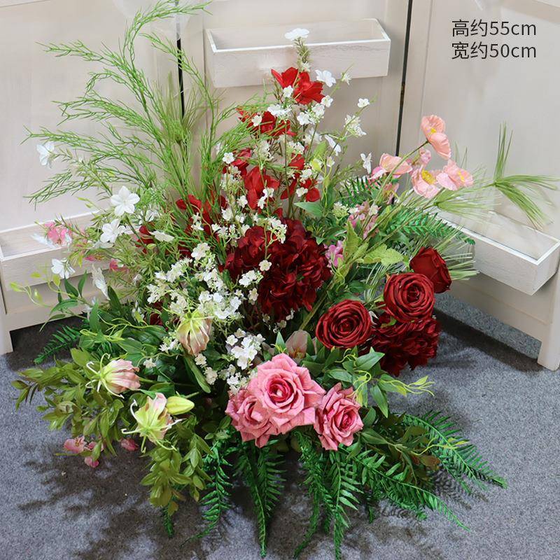 仿真路装饰户外绿植排花婚庆绢花引地森系绿色花艺婚礼布置盆花