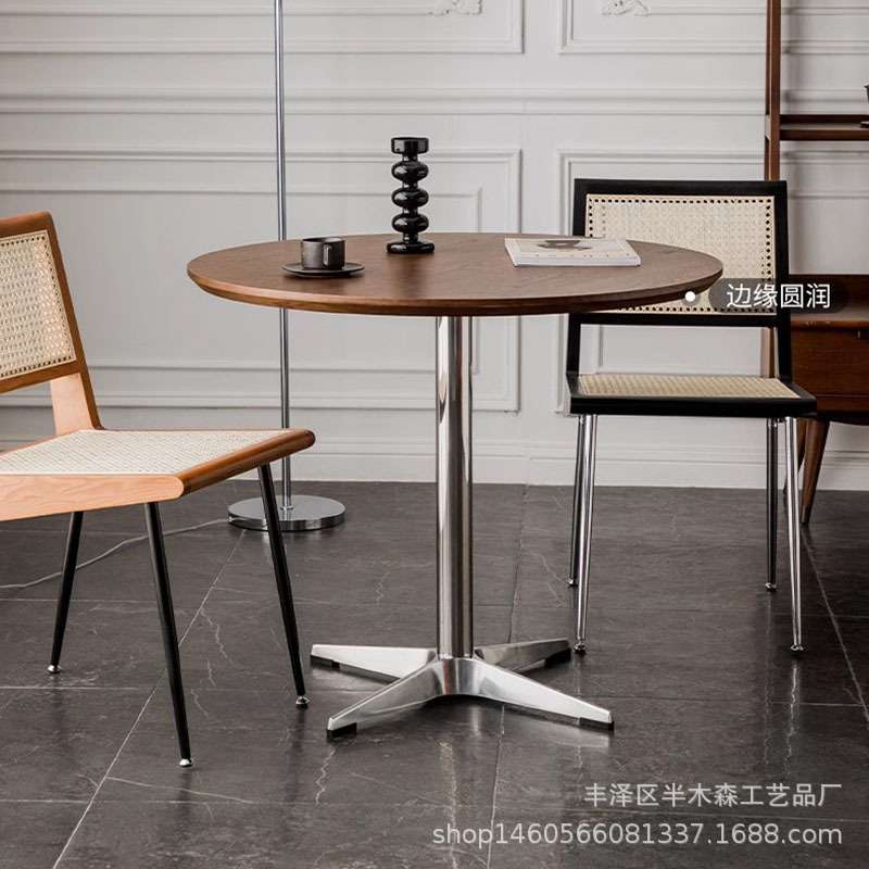 北欧圆形休闲奶茶咖啡店茶几铁艺网红餐厅小餐桌简约接待洽谈桌子
