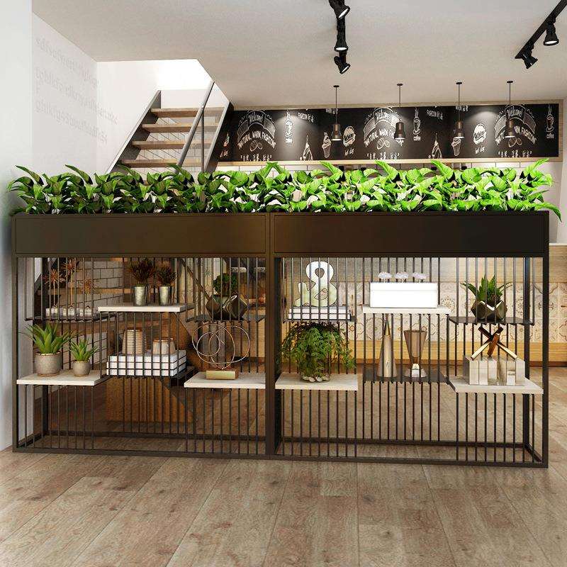 北欧风壁置物架室内办公室落地隔断花架户外小区多层装饰植物架
