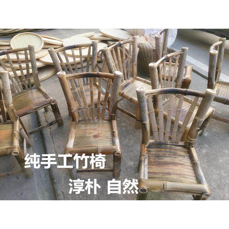 休闲靠背手工竹椅子竹制餐椅小号茶室方椅竹板凳实木椅竹制家具