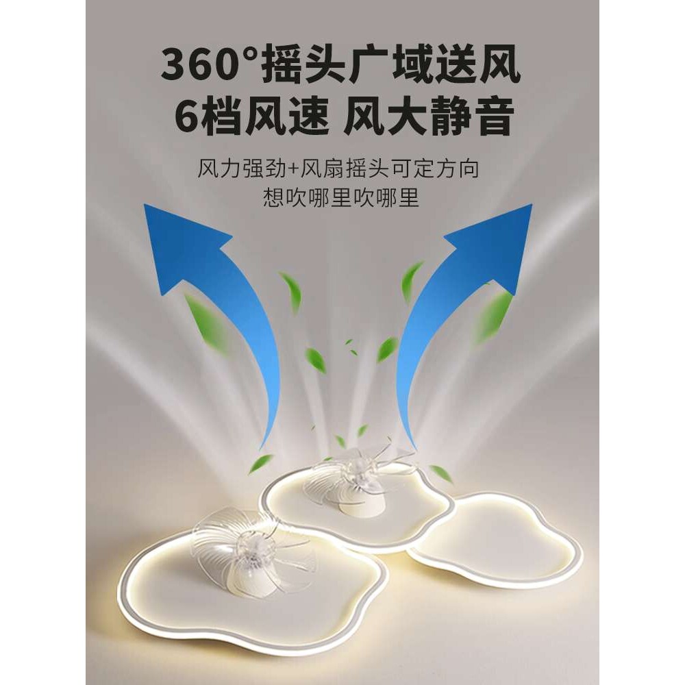 2025新款风扇灯客厅灯带风扇吸顶灯摇头电风扇一体智能卧室灯套餐