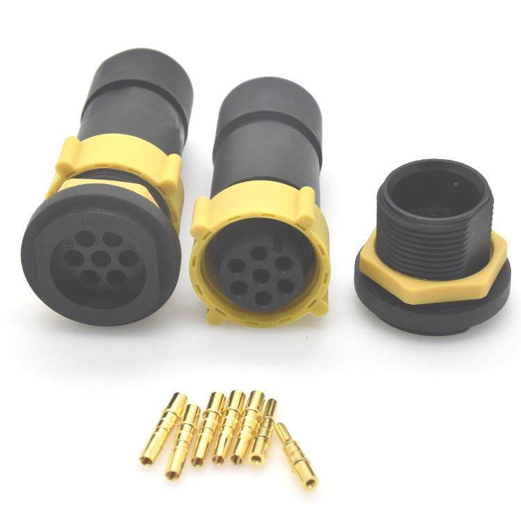 M25-7P塑胶防水连接器 30A电流冷压航空插头