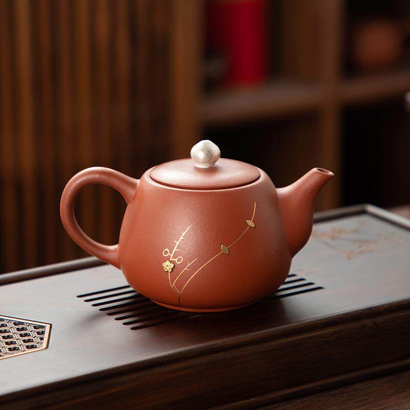 德化陶瓷茶壶泡茶家用紫砂壶单壶套装茶具细密滤孔鎏银锔钉汉锋壶