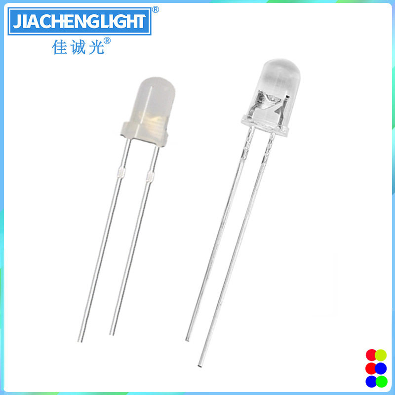 F3/5mm透明雾状红普绿红蓝红翠绿无极性led指示灯珠两脚双色双向