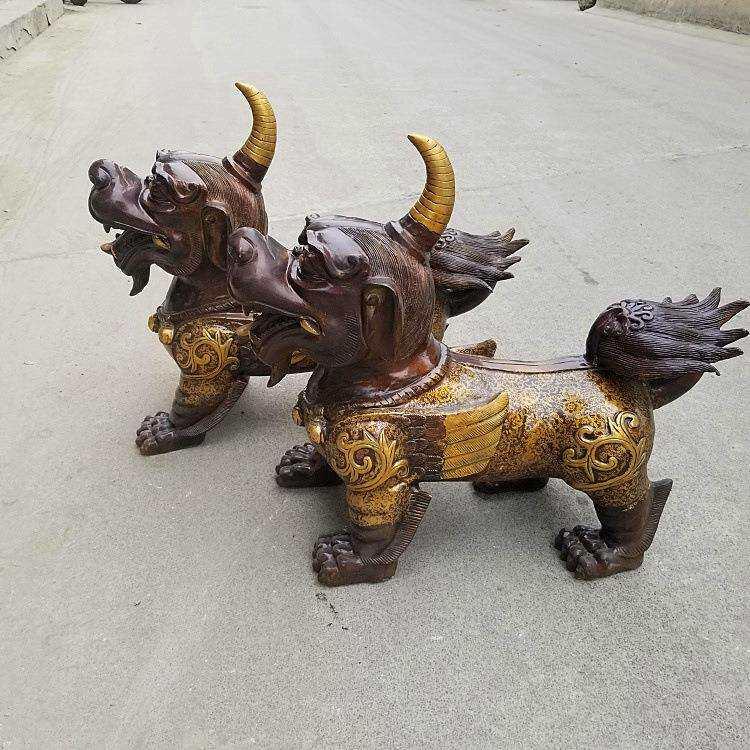 妙音铜艺纯铜鎏金貔貅铜貔貅瑞兽独角兽家居风水铜器工艺摆件