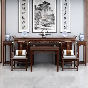 中六件神套八仙桌中式全实木雕花柜体案堂条屋堂002546供桌台翘头