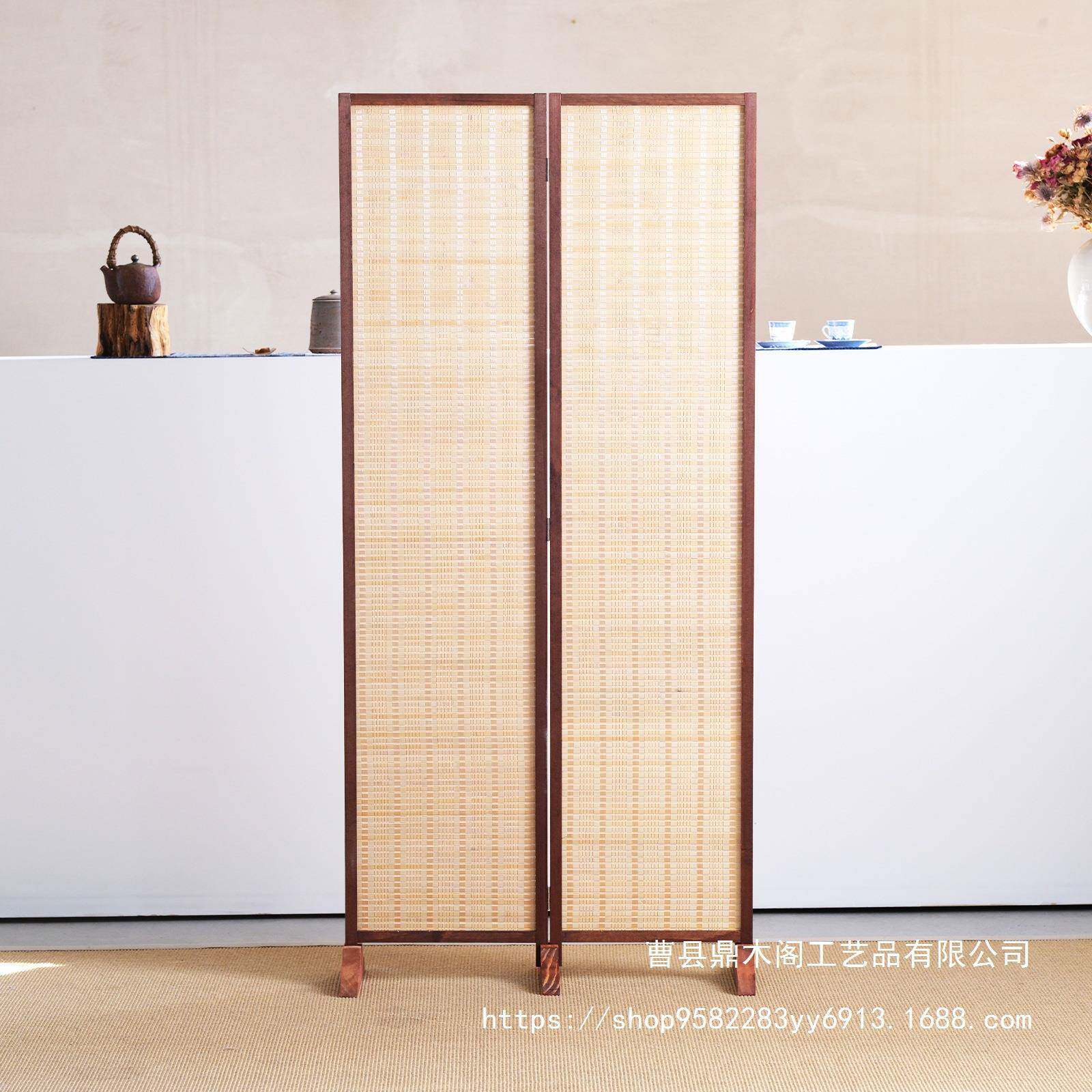 折叠可移动屏风厅卧室办板公客·室简屏易遮挡帘挡中式竹编风隔断