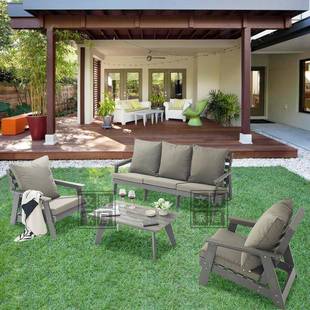 户外庭院家具沙茶几组合式休美闲塑木发单人人位沙发三WS-MJ件双