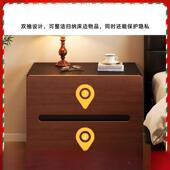 中古风床头柜实木家用卧室户床头置物架205MMH新款 小2型边储物床