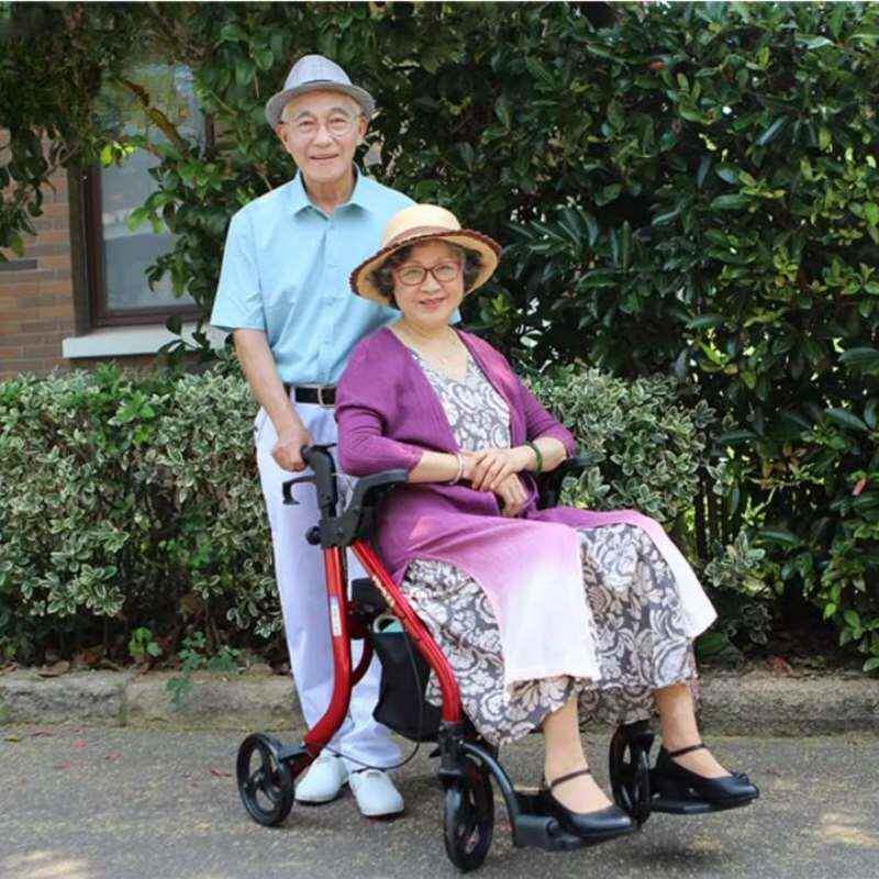 老人助器老年人手1推车可坐助步车残疾推人走路可助行车行可折叠