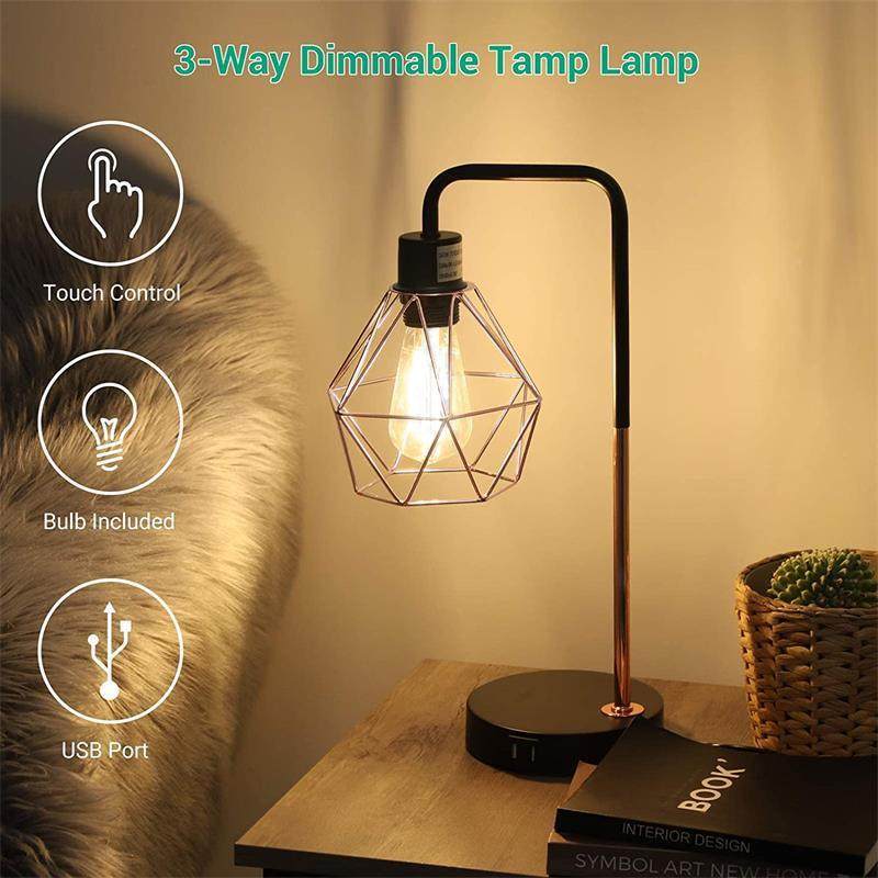 美式室台灯卧床头桌阅读装饰触摸调光玫瑰金QL5194欧式复书古色跨