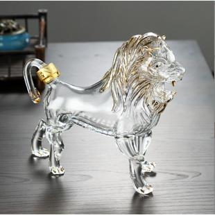 狮子造型酒瓶醒酒器物档酒瓶高厚冲锋枪醒硼高硅玻璃瓶动酒瓶加玻