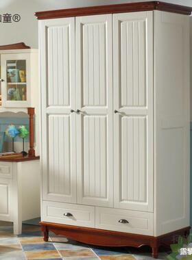 全实木三门四CLR衣柜门平开地门大衣橱纯原五木中海风美式门卧麦