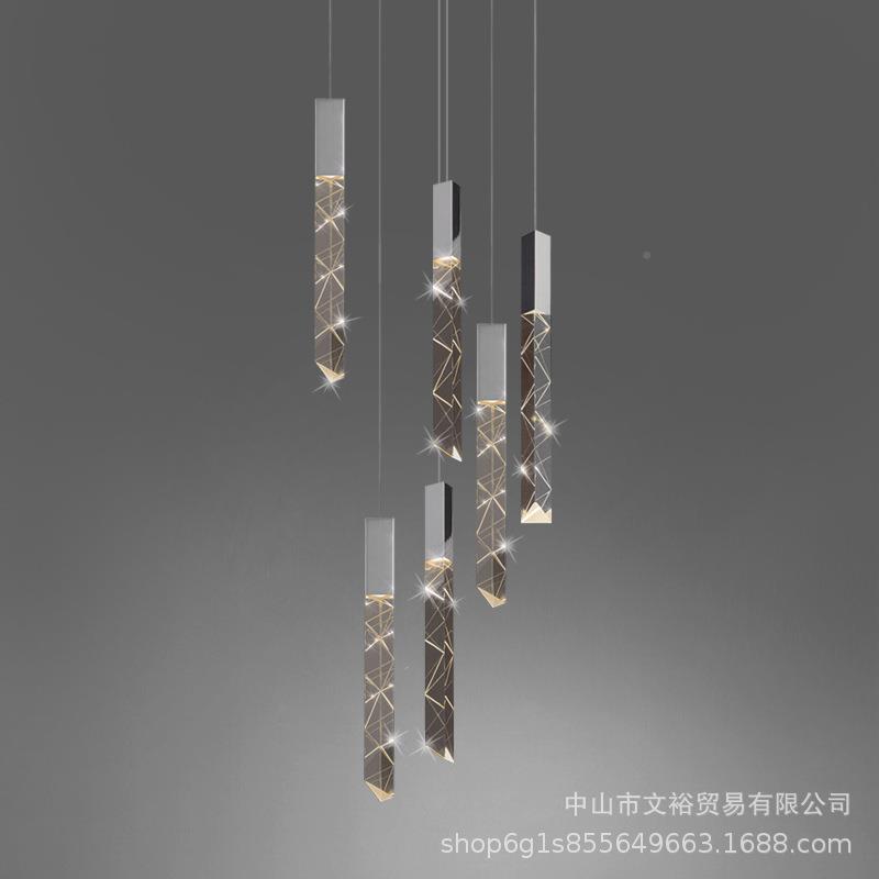 极艺术餐长线厅吧台展厅床灯头吊279线水晶房楼梯复式楼L简ED吊灯