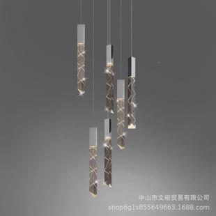 极艺术餐长线厅吧台展厅床灯头吊279线水晶房楼梯复式 楼L简ED吊灯