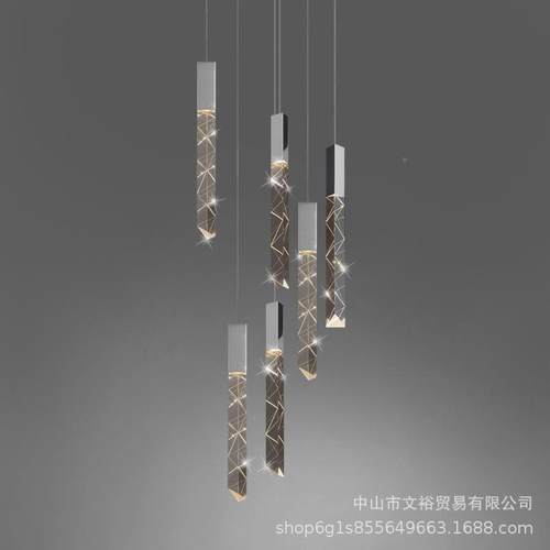 极艺术餐长线厅吧台展厅床灯头吊279线水晶房楼梯复式楼L简ED吊灯