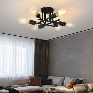 跨境美式 厅ld吸枝顶灯铁艺6头e刺猬双杆卧室灯客创84571意型吊灯