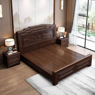 梨花木实木床主仿卧双人古HS-8601#大床中式古1.8米1.5米典典雕花