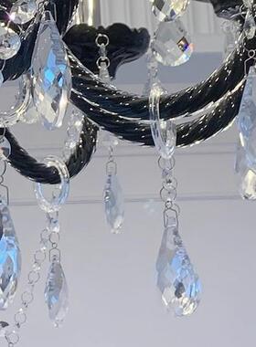 黑色蜡间烛灯古法式421客厅吊灯水高晶房主灯复欧式端大灯大气餐