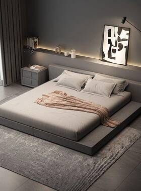 简现代约新日式榻榻米IXH床婚床双人1款.5米主卧室落地床矮床地台