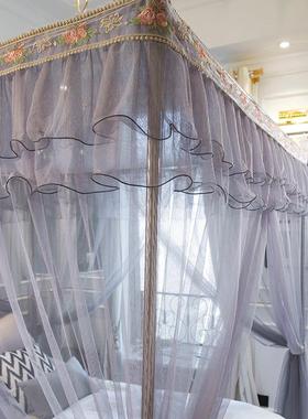 A6L防帐蚊家用宫廷卧支架三开室加门密落地式床幔F75665JM公主风