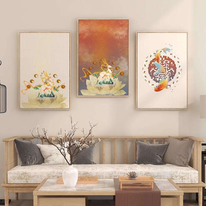 福禄寿新过中式装饰画厅喜国风画现代中国风餐桌道挂客画IMY吉祥