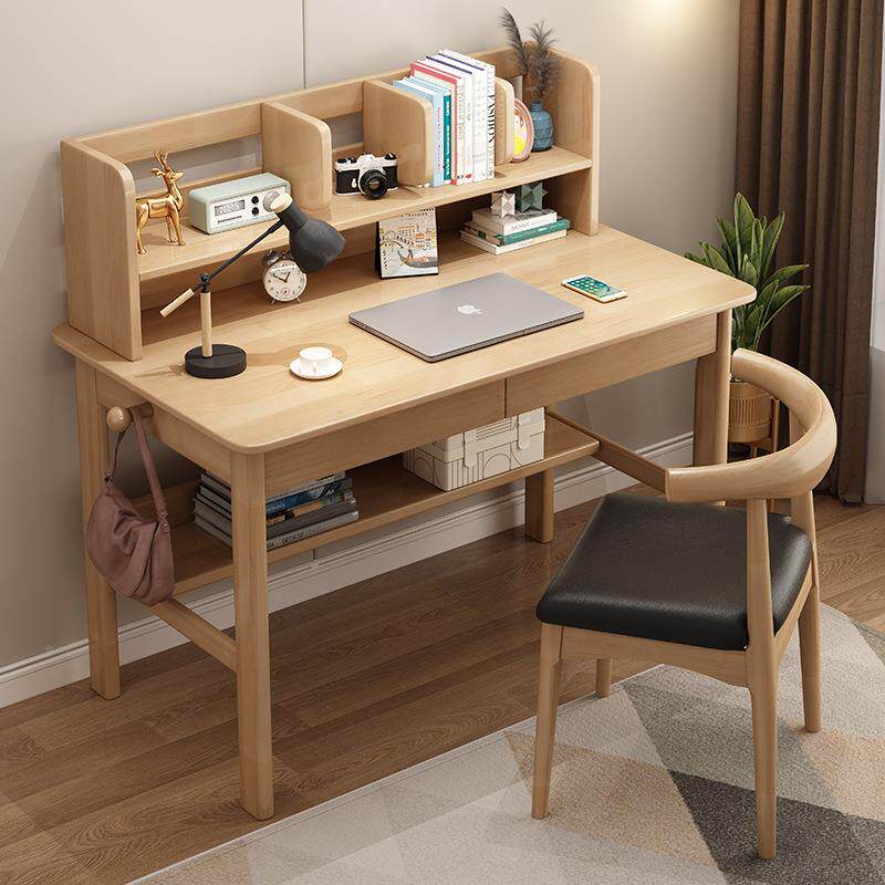 实木书桌书架组一体脑简约电台式办公桌家用学合生8011#书儿学童
