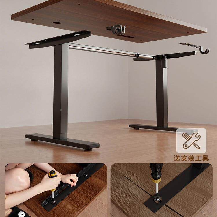 实木电电动985升降桌电脑桌卧室家用书桌竞桌办桌升降桌子工公作