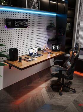 UDD墙上折叠桌家用实木电书悬挂桌墙壁脑桌型小户桌板壁挂桌学习桌子