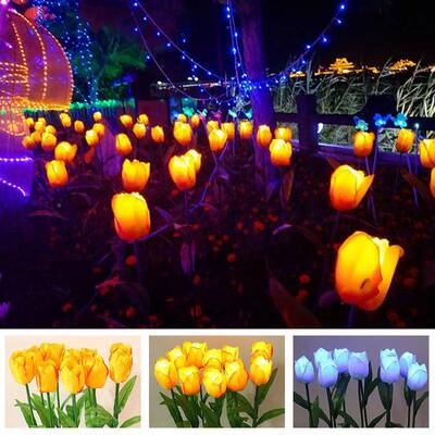 灯LED郁金香地插玫瑰仿真花草坪园装花饰灯灯LUH观赏麦穗水稻插地