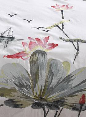 新VYS8811中四套全棉纯棉中国风刺绣水洗式棉绣超柔件花床单被套