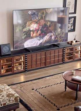 源头工厂价TXP2法式茶几电视柜黑色美式客组合小户型储物柜复古落