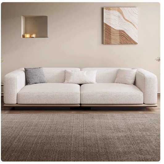 地平线布艺沙发客厅意式极简小户型直排棉麻沙发奶油风高级布沙发