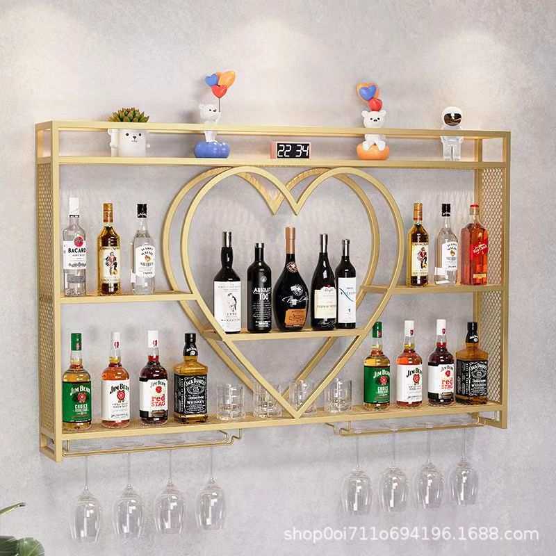 吧台铁艺酒柜墙上壁挂式酒架酒柜家用小型客厅酒吧餐厅悬浮挂壁柜