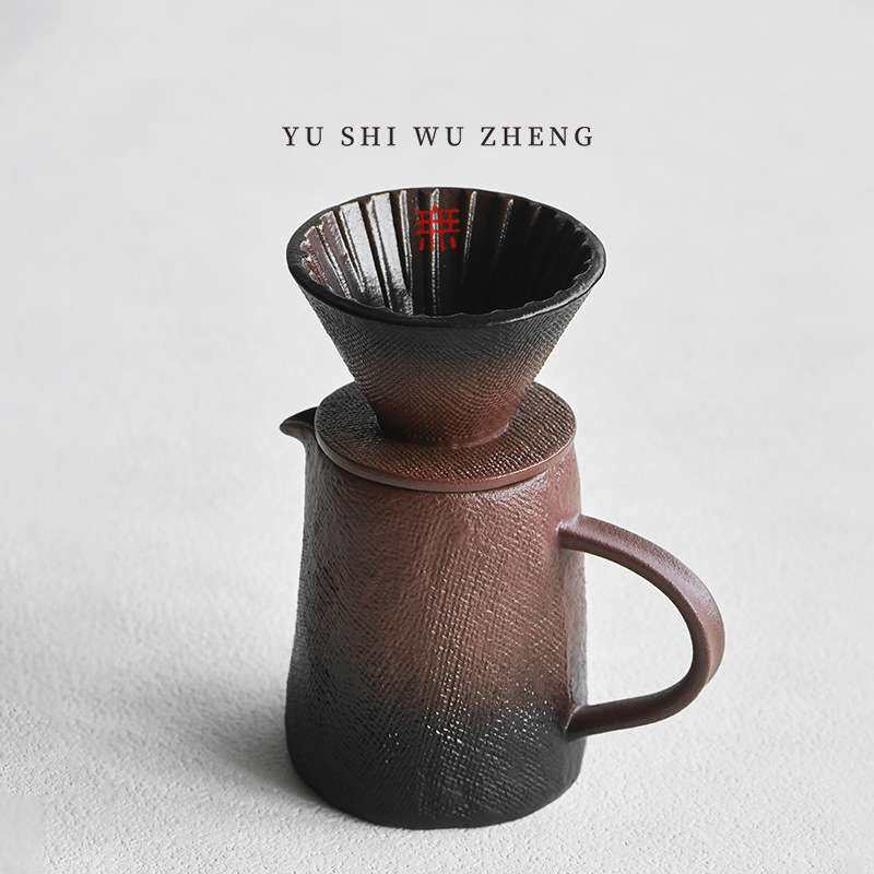 是咖啡的味道 创意陶瓷手冲咖啡具套装 粗陶织布烧V60滤杯分享壶