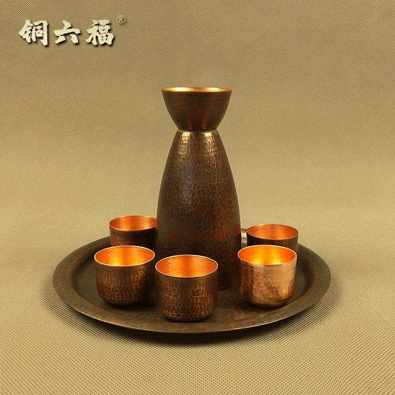 复古酒杯纯紫铜日式温酒壶仿古烫酒壶清酒壶小酒盅分酒器铜酒杯