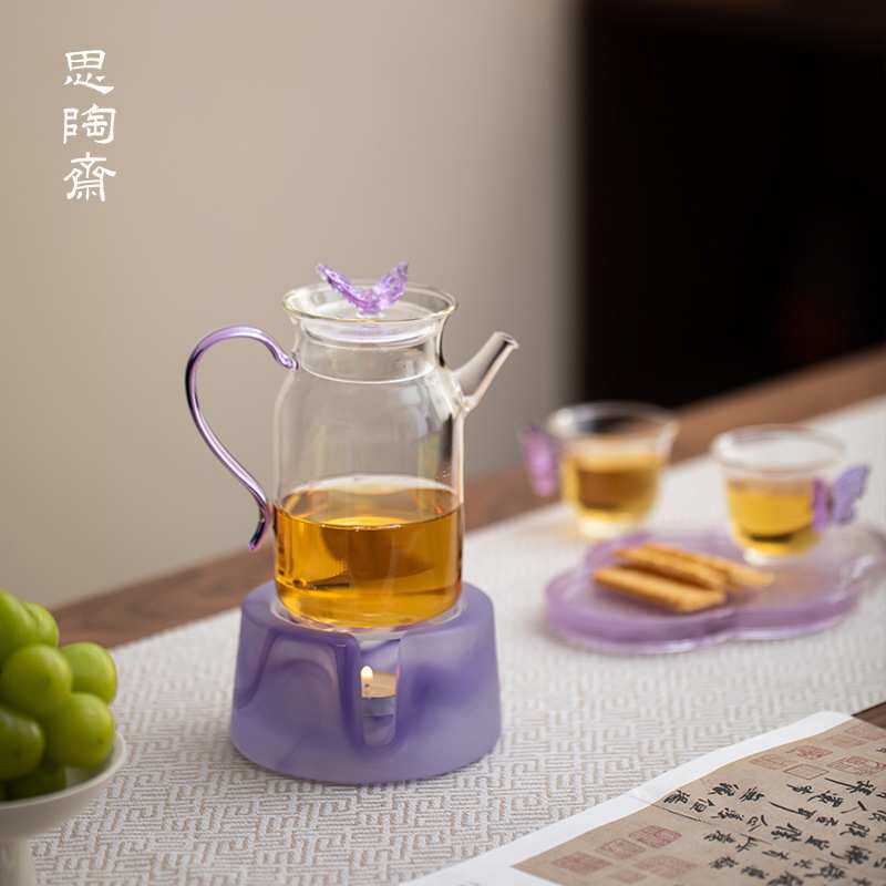 思陶斋玻璃茶壶小号绿茶花茶壶手执壶高硼硅耐热带滤网花茶养生壶