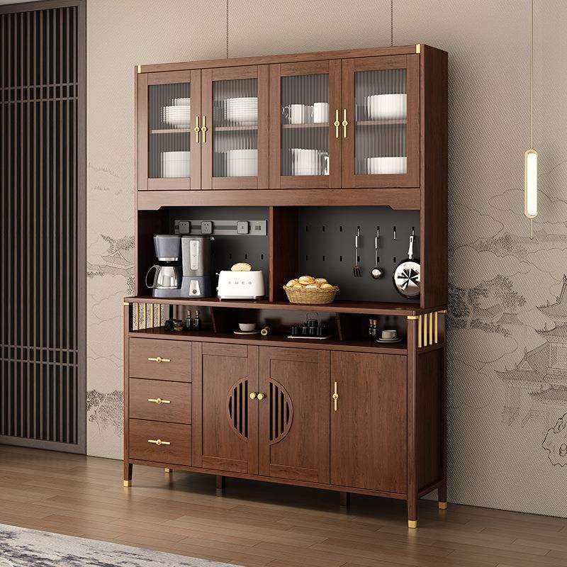 新中式餐边柜酒柜一体靠墙实木框现代简约储物柜餐厅高柜茶水碗柜,电子元器件市场,其它元器件,淘宝优惠券,粉丝福利购,淘宝优惠卷